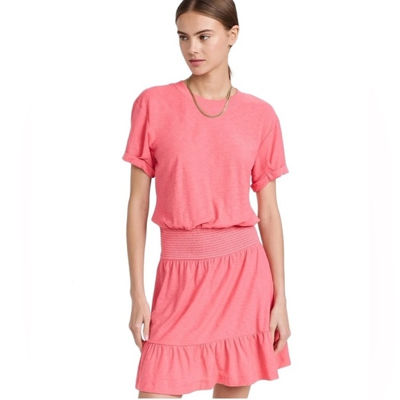 Nation LTD Moxie Easy Short Sleeve T-Shirt Dress In Strawberry Shake Size Large - Picture 1 of 11